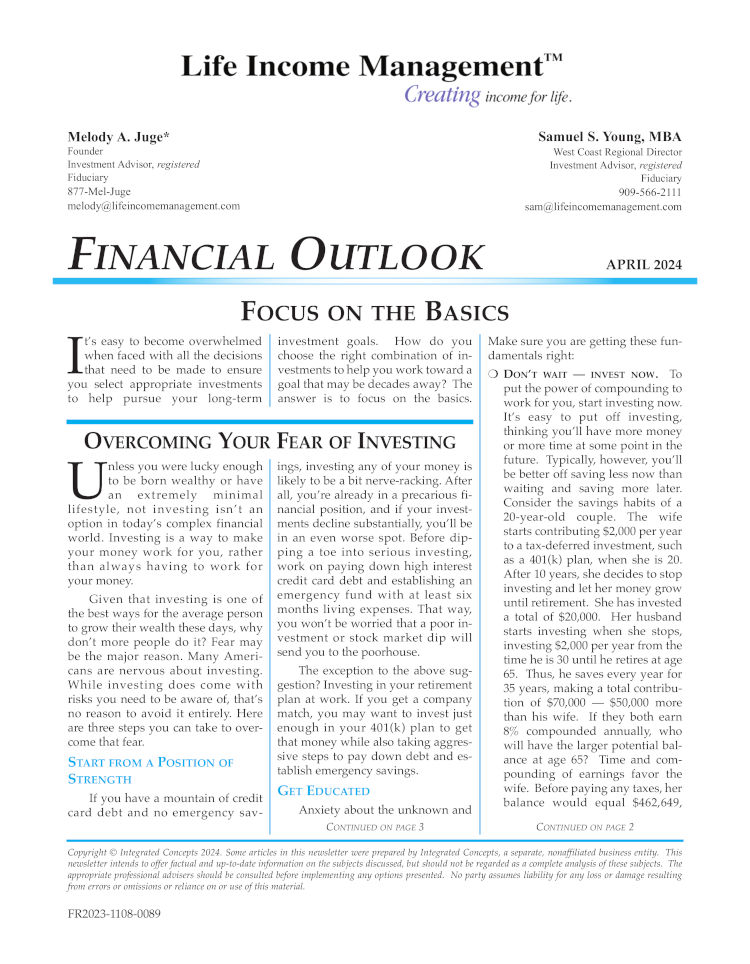 Life Income Management Financial Outlook Newsletter April 2024