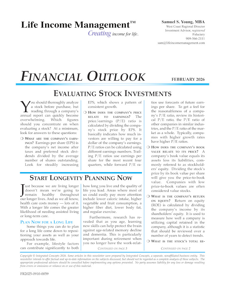 Life Income Management Financial Outlook Newsletter February 2026